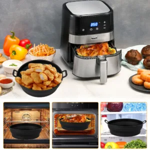 2pcs Air Fryer Silicone Pot With Handle Foldable Air Fryer Liner Heat Resistant Non Stick Air 1.webp