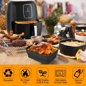 2pcs Air Fryer Silicone Pot With Handle Foldable Air Fryer Liner Heat Resistant Non Stick Air 2.webp