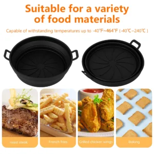 2pcs Air Fryer Silicone Pot With Handle Foldable Air Fryer Liner Heat Resistant Non Stick Air 4.webp