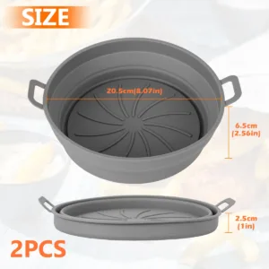 2pcs Air Fryer Silicone Pot With Handle Foldable Air Fryer Liner Heat Resistant Non Stick Air 5.webp