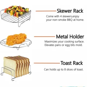 Air Fryer Baking Rack Metal Square Round Rectangle Oven Grill Racks Airfryer Accessories For Cosori Instant 1.webp