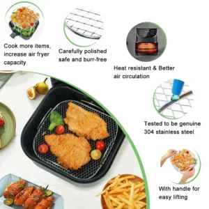 Air Fryer Baking Rack Metal Square Round Rectangle Oven Grill Racks Airfryer Accessories For Cosori Instant 4.webp