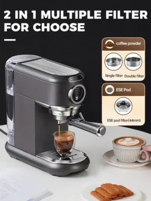 Cafelffe Coffee Maker 19bar Inox Semi Automatic Super Slim Ese Pod Powder Espresso Cappuccino Machine Stainless 1.webp
