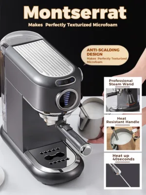 Cafelffe Coffee Maker 19bar Inox Semi Automatic Super Slim Ese Pod Powder Espresso Cappuccino Machine Stainless 3.webp