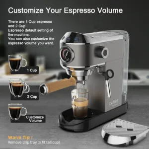 Coffart By Biolomix 20 Bar Automatic Espresso Coffee Maker Machine With Milk Steam Frother Wand For 2.webp