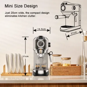 Coffart By Biolomix 20 Bar Automatic Espresso Coffee Maker Machine With Milk Steam Frother Wand For 3.webp