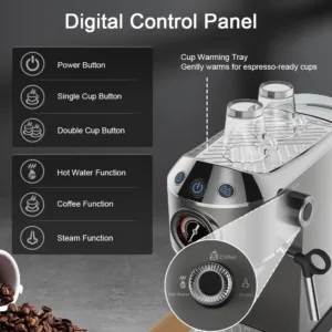 Coffart By Biolomix 20 Bar Automatic Espresso Coffee Maker Machine With Milk Steam Frother Wand For 4.webp