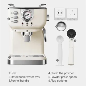Espresso Coffee Machine 20 Bar Stainless Steel Espresso Maker With Milk Frother Steam Wand 2 In 2.webp