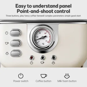 Espresso Coffee Machine 20 Bar Stainless Steel Espresso Maker With Milk Frother Steam Wand 2 In 5.webp