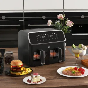 Homcom Air Fryer 8l 2700w With 2 Baskets 8 Programs Digital Display 1.webp