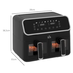 Homcom Air Fryer 8l 2700w With 2 Baskets 8 Programs Digital Display 2.webp