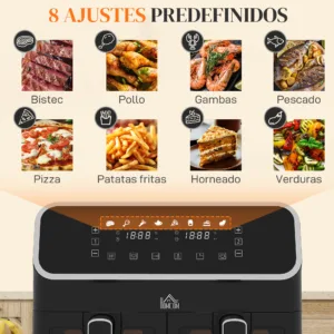 Homcom Air Fryer 8l 2700w With 2 Baskets 8 Programs Digital Display 4.webp