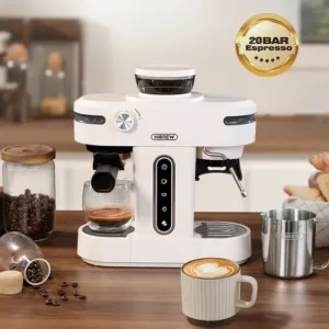 Hibrew 20 Bar Semi Automatic Espresso Coffee Maker With Grinder Bean For Cappuccino And Latte Milk 1.webp