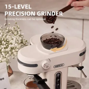 Hibrew 20 Bar Semi Automatic Espresso Coffee Maker With Grinder Bean For Cappuccino And Latte Milk 2.webp