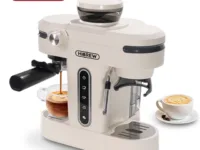 Machine à Café Expresso Semi-Automatique Hiinvasive – 20 Bars, Porte-Filtre 58 mm, Broyeur Intégré, Mousseur à Lait – Design fun Acier Inoxydable