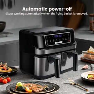 Hot Air Fryer Double Chamber 9 Litres Xxl Air Fryer With 2 Independent 4 5l Drawers 1.webp