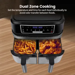 Hot Air Fryer Double Chamber 9 Litres Xxl Air Fryer With 2 Independent 4 5l Drawers 2.webp