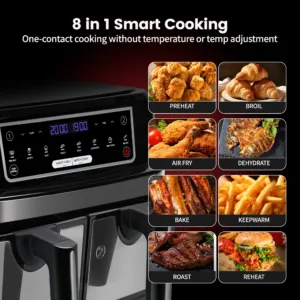 Hot Air Fryer Double Chamber 9 Litres Xxl Air Fryer With 2 Independent 4 5l Drawers 3.webp