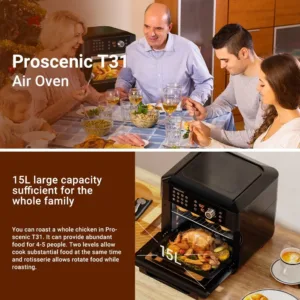 Proscenic T31 1700w Air Fryer Oven 15l Large Capacity 12 Presets 360 Degree Air Circulation Health 5.webp