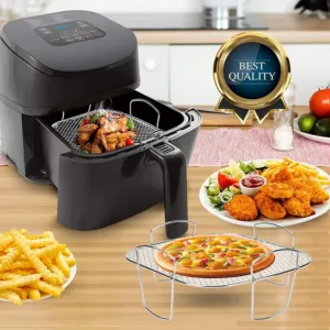 Square Hot Air Fryer Accessories Metal Oven Baking Rack Cooking Grill Holder For Cosori Instant Vortex 2.webp