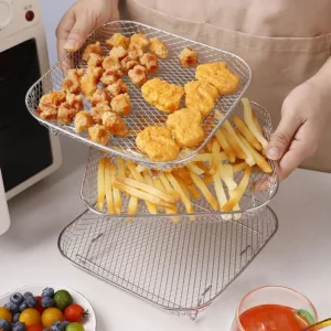 Square Hot Air Fryer Accessories Metal Oven Baking Rack Cooking Grill Holder For Cosori Instant Vortex 3.webp