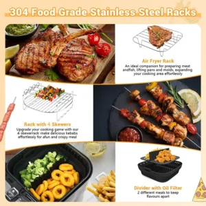 Square Hot Air Fryer Accessories Metal Oven Baking Rack Cooking Grill Holder For Cosori Instant Vortex 4.webp