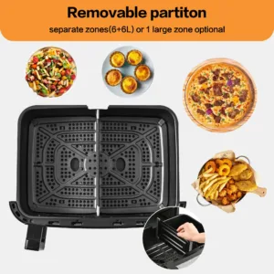 12l Hot Air Fryer One Or Dual Chambers Adjustable Xxl Airfryer With Touchscreen 8 Programmes Hot 1.webp