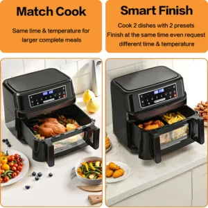 12l Hot Air Fryer One Or Dual Chambers Adjustable Xxl Airfryer With Touchscreen 8 Programmes Hot 4.webp