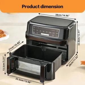 12l Hot Air Fryer One Or Dual Chambers Adjustable Xxl Airfryer With Touchscreen 8 Programmes Hot 5.webp