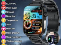 Surveillez votre santé avec précision grâce à la montre connectée ECG+PPG 2025. Analyse des lipides sanguins, acide urique, température, humeur, appels Bluetooth et écran AMOLED. Idéale pour hommes et femmes