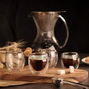 6pcs Glass Espresso Coffee Mugs 2 7oz Double Wall Insulated Cups Set Drinking Glasses For Tea 3.webp