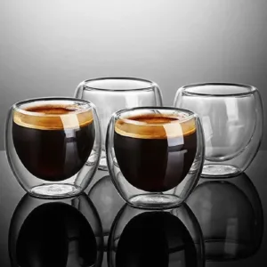 6pcs Glass Espresso Coffee Mugs 2 7oz Double Wall Insulated Cups Set Drinking Glasses For Tea 4.webp