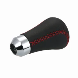 Car Manual Gear Shift Knob Shifter Black Leather Black Stitch 6 Speed Universal 2.webp