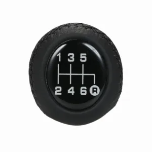 Car Manual Gear Shift Knob Shifter Black Leather Black Stitch 6 Speed Universal 3.webp