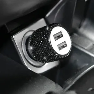 New Bling Usb Car Charger 5v 2 1a Dual Port Fast Adapter Pink Auto Decor Car.jpg 640x640 2.webp