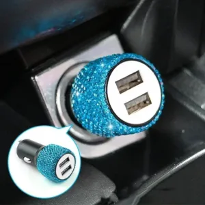New Bling Usb Car Charger 5v 2 1a Dual Port Fast Adapter Pink Auto Decor Car.jpg 640x640 4.webp