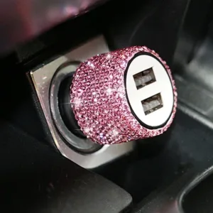 New Bling Usb Car Charger 5v 2 1a Dual Port Fast Adapter Pink Auto Decor Car.jpg 640x640 8.webp