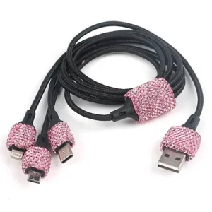 New Bling Usb Car Charger 5v 2 1a Dual Port Fast Adapter Pink Auto Decor Car.jpg 640x640 9.webp