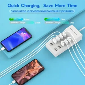 Usb Charger 10 Port Usb Charging Station For Multi Devices 50w Usb Hub Adapter For Iphone 1.webp