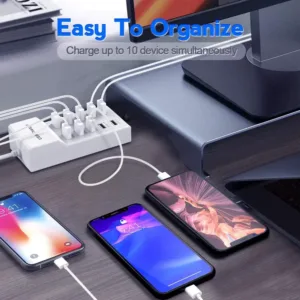 Usb Charger 10 Port Usb Charging Station For Multi Devices 50w Usb Hub Adapter For Iphone 2.webp