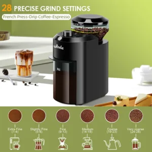 Wancle Electric Burr Coffee Grinder Adjustable Burr Mill Conical Coffee Bean Grinding With 28 Precise Grind 1.webp