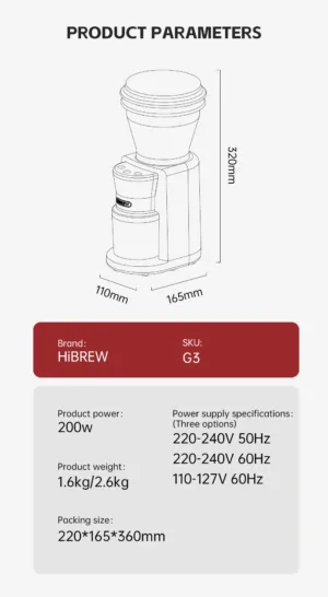 Moulin à Café Électrique Hiinvasif W – Broyeur à Bavures avec 31 Vitesses – Stockage Visuel G3 Env. gratuit – Image 12