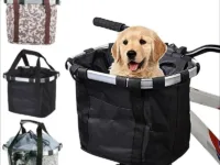 Transportez votre petit chien à vélo en toute sécurité avec ce panier avant 2 en 1, détachable, pliable et résistant, charge max 5 kg. Confort et style garantis !