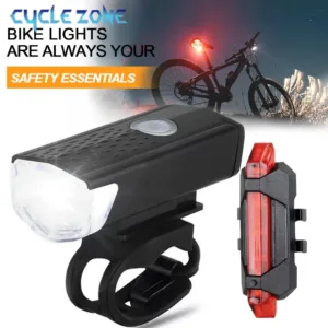 Lumière vélo avant et arrière USB rechargeable, 3 modes, LED haute puissance, étanche IPX4. Installation rapide, visibilité maximale, sécurité garantie.