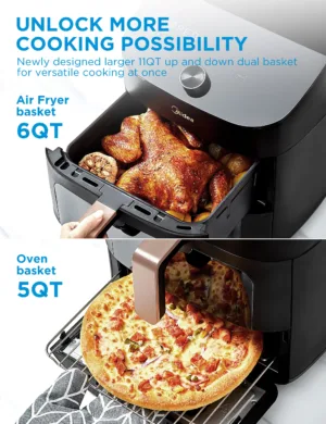 🔥 Friteuse à Air Chaud Midea 11L MAF002S – Double Empilement WiFi Alexa | Intelligence Connectée Env. gratuit – Image 4