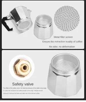 Cafetière Moka Italienne Rétro en Aluminium – 600ml, Pot Octogonal pour Espresso Authentique Env. Gratuit – Image 4
