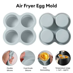Moules en Silicone Antiadhésifs pour Friteuse à Air – 4 Cavités, Réutilisables, Idéal Œufs, Muffins, Gâteaux & Desserts Exp. Rapide – Image 2