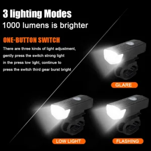 Ensemble Lumière Vélo USB Rechargeable – Éclairage Avant LED + Feu Arrière, 3 Modes, Étanche IPX4, Installation Facile Exp. rapide – Image 4