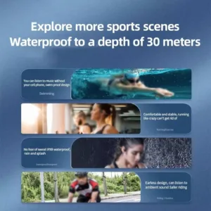X10 Sophia – Casque Bluetooth à Conduction Osseuse Étanche IPX8, 32 Go, Affichage Numérique, Natation Jusqu'à 30 m Exp. gratuit – Image 3