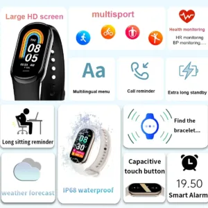 Montre Connectée M8 – Étanche, Cardiofréquencemètre, Pression Artérielle, Sport & Santé Env. gratuit dès 10€ – Image 2